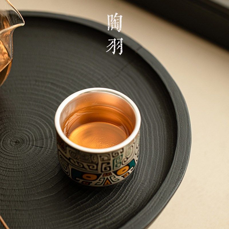 金银错鎏银主人杯茶杯个人专用品茗杯功夫茶具Q陶瓷茶具单茶碗茶