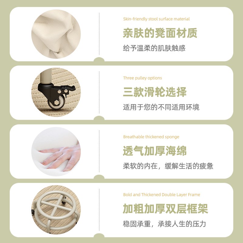 万向轮小凳子家h用矮凳客厅小椅子门口换鞋小板凳拆快递滑轮小凳