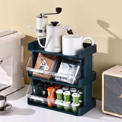 茶包咖啡零食置物架台面多u功能杂物多层办公室桌面整理收纳储物