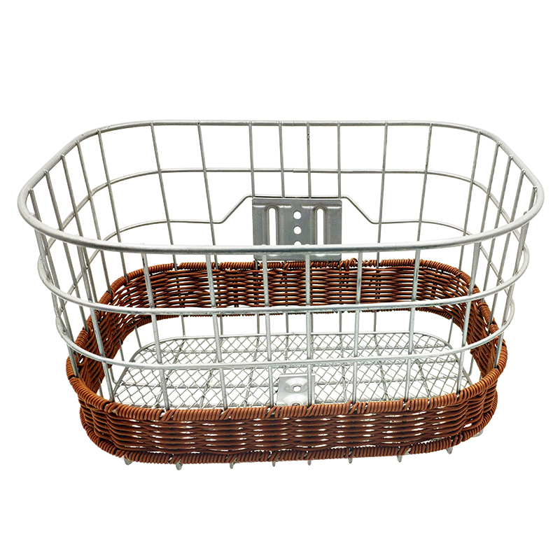 自行车篮子带藤编前车筐电动折叠自C行车网底车篓子单车菜篮田园