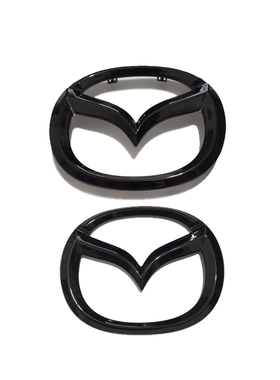 适配17-21款马自达CX5车标x二代CX-5改装中网标后中标黑色烤漆替