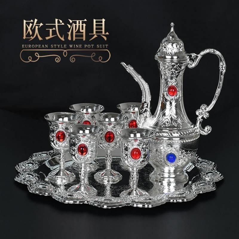 欧式银酒壶酒杯 银盘子套装v 热卖热销龙凤花纹圆盘摆饰酒具工艺,餐饮具,异形/个性酒杯,淘宝优惠券,粉丝福利购,淘宝优惠卷