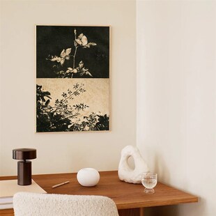 油画《树梢d》侘寂风素雅日式挂画抽象客厅落地装饰画玄关肌理壁