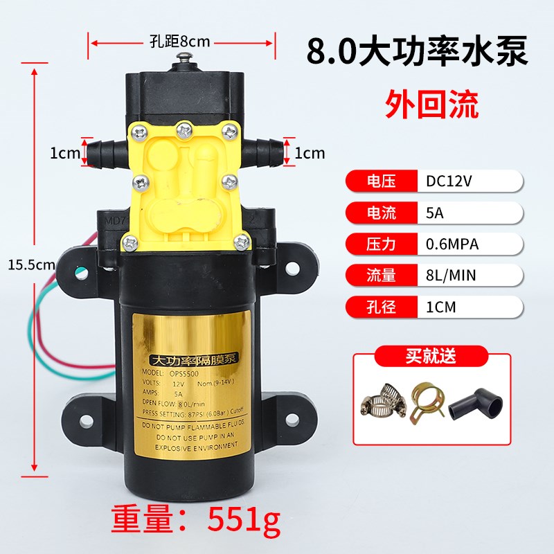 农用12V电动喷雾器水泵高压隔膜泵双核三缸四缸自吸泵Z打药机电机