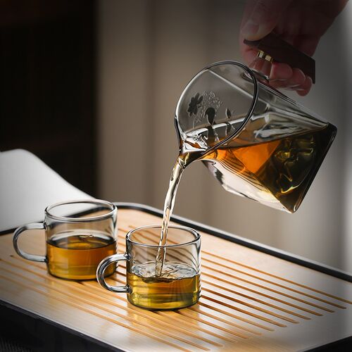 加厚木把玻璃公道杯日式茶海耐热B茶漏茶滤套装过滤分茶器茶具配