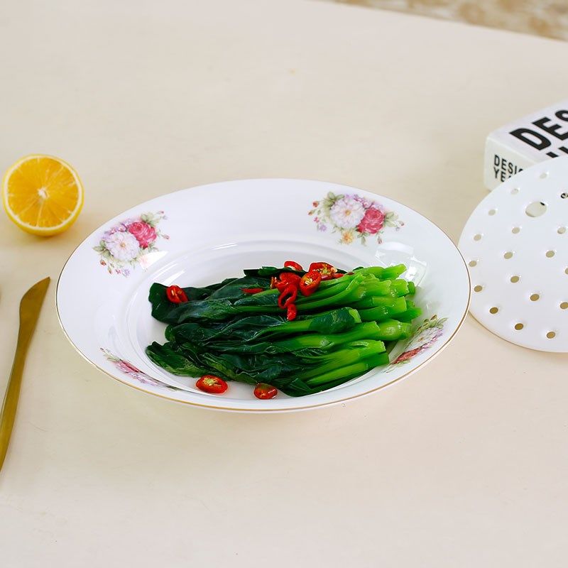 欧式骨瓷饺子盘双层沥水r盘子菜盘家用陶瓷餐盘创意餐具大汤碗斗
