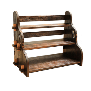 宅原品实木置物架桌面收纳复古落地D书架双层多层花架书房组合收