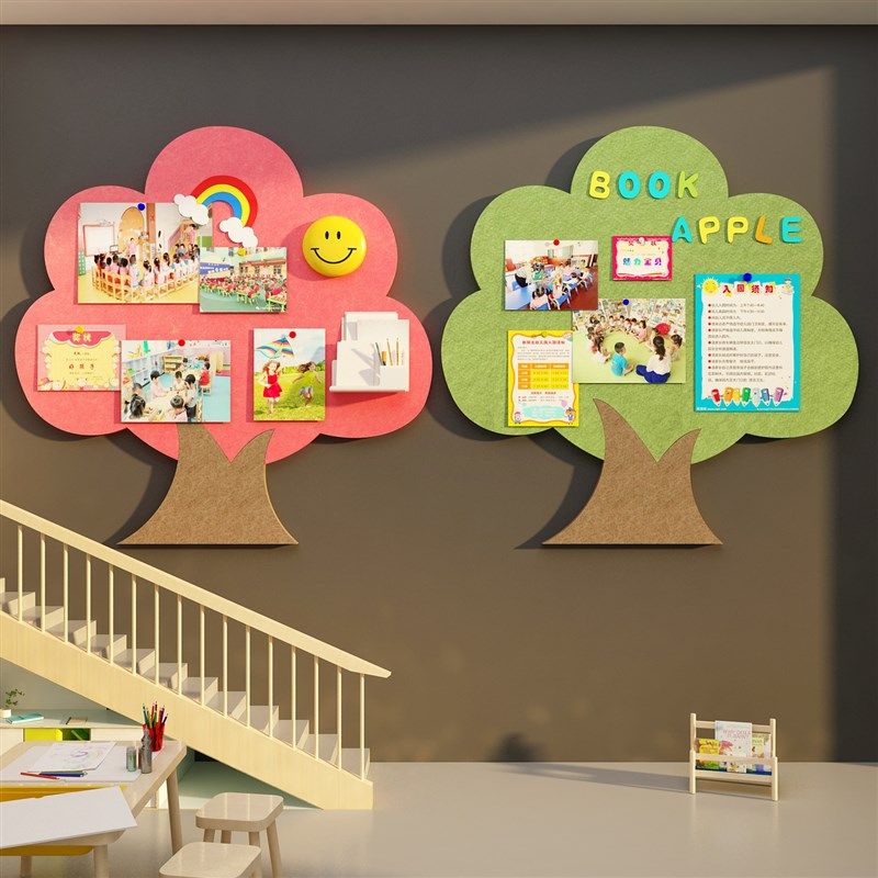 毛毡作品展示楼梯文化幼儿园环创主题F成品托管班教室墙面装饰布,家居饰品,文化墙贴,淘宝优惠券,粉丝福利购,淘宝优惠卷