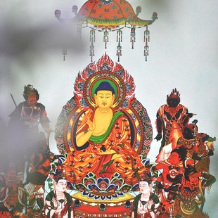 普门庵唐密药师琉璃光如来像w中堂卷轴茶挂 挂像装饰画 吉祥挂画