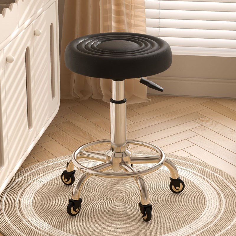 升降转椅圆凳美发美甲椅子美容y凳子滑轮理发店椅美容院专用大工