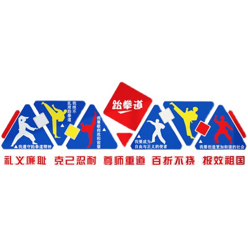 跆拳道馆墙贴教室辅导培训机构健C身房武术馆背景墙装饰画文化布