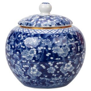 茶叶罐陶瓷密封罐家用高档礼盒A大号方形半斤装 储存复古青花将军