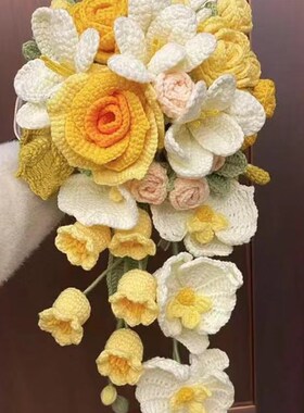 新娘手捧花dfiy材料包毛线手工编织泰国玫瑰仿真花束送女友闺蜜