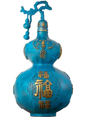 善缘堂黄铜八宝葫芦n家居客厅办公室手工彩绘铜葫芦工艺品摆件套