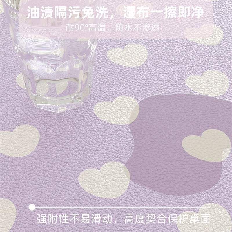 卡通可爱小猫黑白皮革滑鼠垫大号办公室书桌垫女生桌面垫子电脑