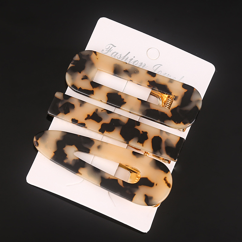 1/2/3 PCS Women Fashion Leopard Acetate Geometric Hair Clips