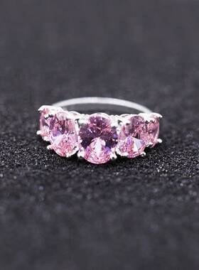 好货-Fashion Ladies Pink Zirconium Rings Pure and Clear Qual