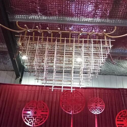 极速中式婚庆道具屋檐挂件铁艺舞台装饰宫殿景观造型婚礼道具悬挂