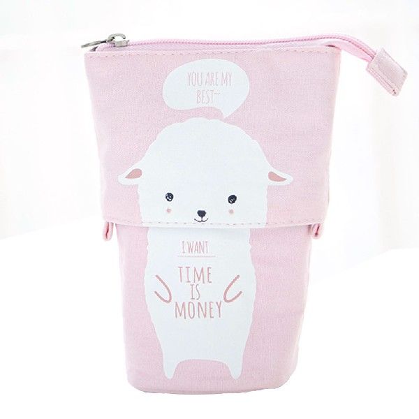 .Cute Zipper Girls Boys Pencil Case Retractable Holder Pen