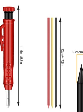 Orange Solid Carpenter Pencil with Refills Built-in Sharpene