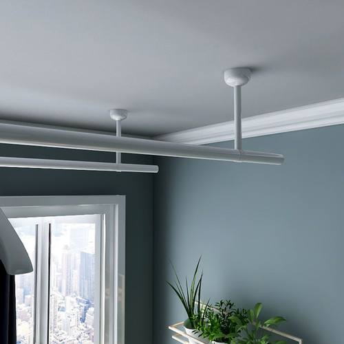 阳台固定不锈钢晾衣架白色北欧挂衣杆25加厚304钢管衣架单杆双杆