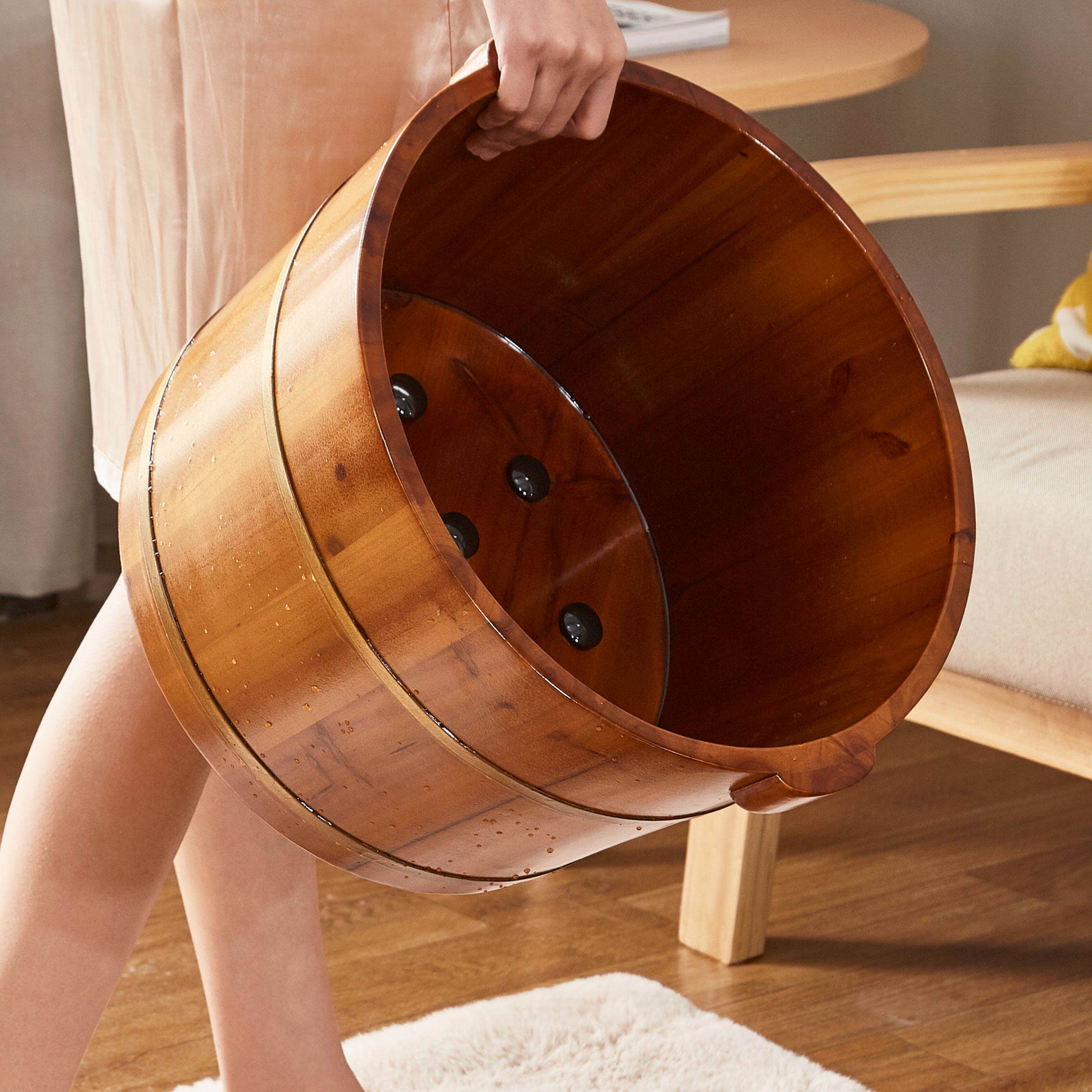 泡yr001脚桶木质用泡脚洗脚木桶过桶小腿温洗脚桶木盆实木保足浴