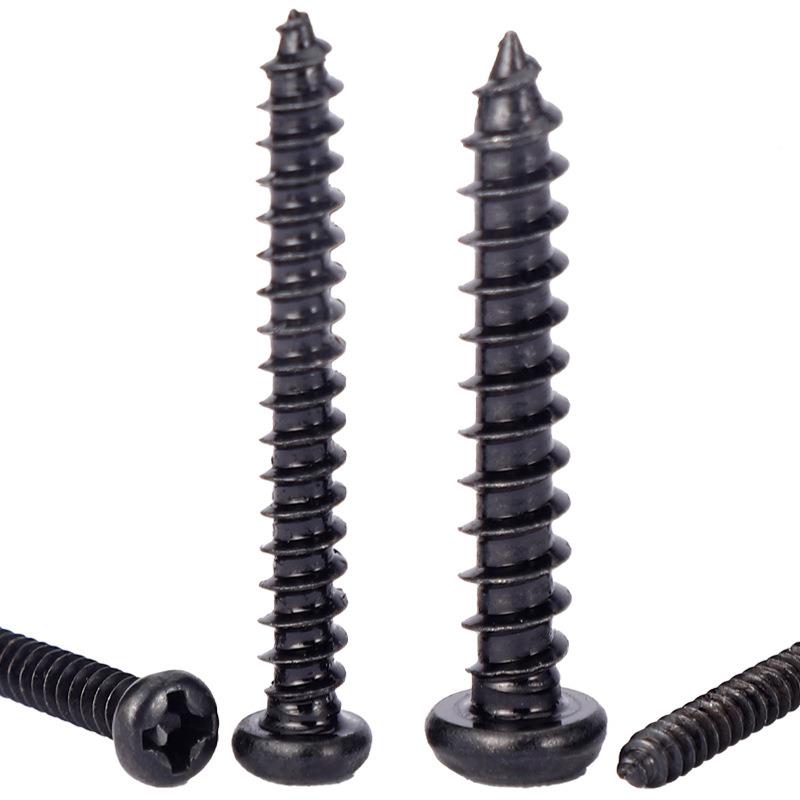 淬火PA十字功槽圆头加.硬自攻丝黑色盘头自螺钉M18/M2螺/M3/M4/M5