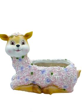 仿真动物鹿花盆摆件树脂工艺摆件户外花园装饰家居庭院对鹿花盆