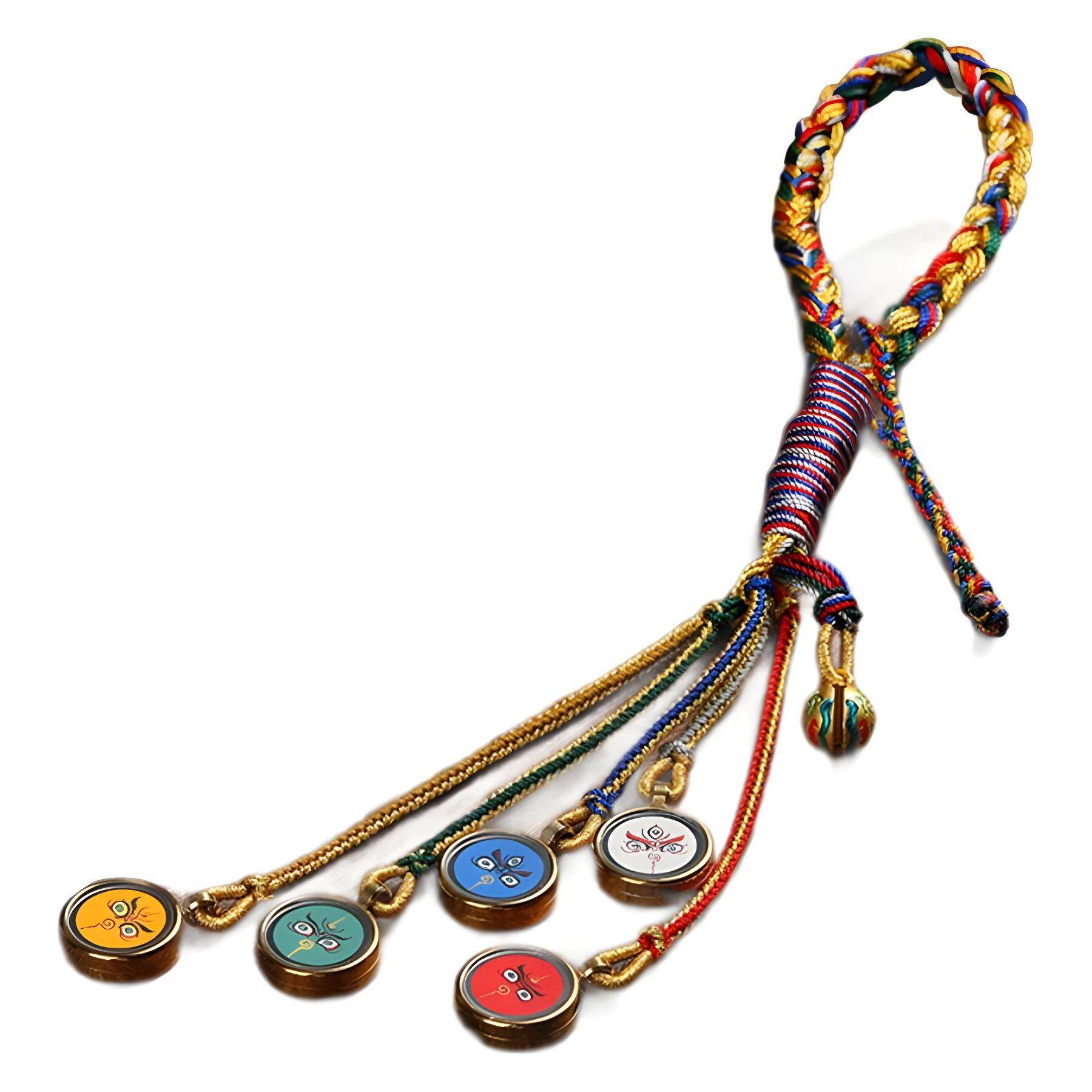 藏式唐卡五路财神汽车挂件车内吊坠新款高档手工编绳工厂