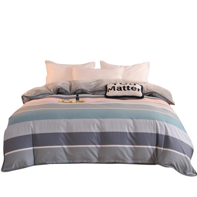 棉绒套单件LII全棉冬法兰绒珊瑚绒被加双人加绒被罩季四件套