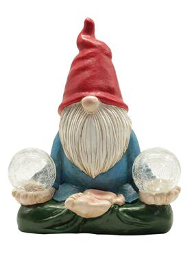 户外太阳能灯花园树脂摆件小矮人树脂工艺品庭院装饰瑜伽矮人摆件