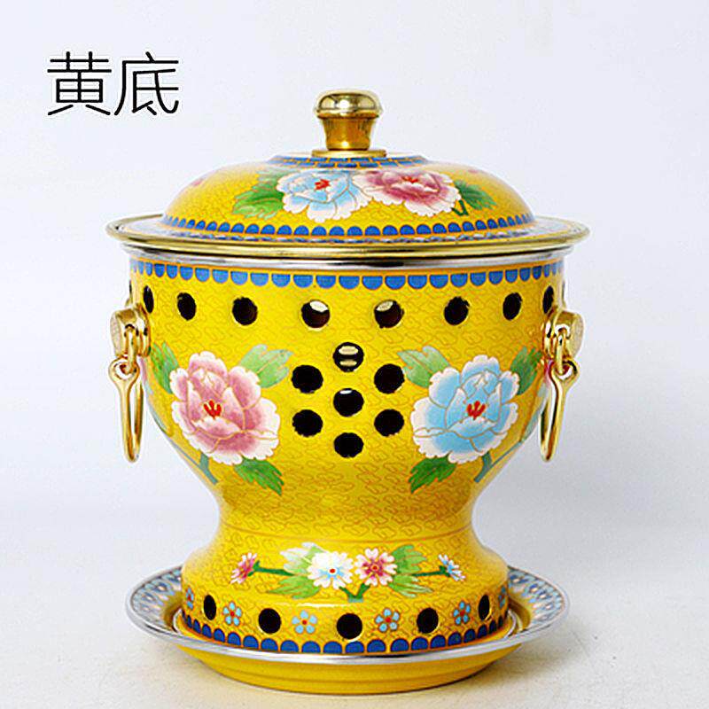 景泰蓝小火锅单人分餐酒精锅珐琅锅家用单人油火锅炉纯铜锅