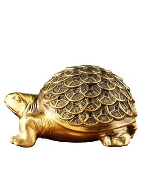 黄铜乌龟摆件金钱龟金龟工艺品办公室客厅装饰品铜乌龟