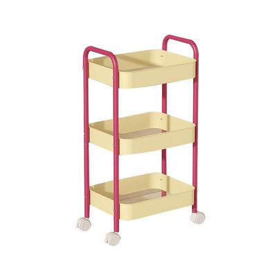 移动时尚小推车置物架厂家供应浴室镂空网篮碳钢厨房推车置物架