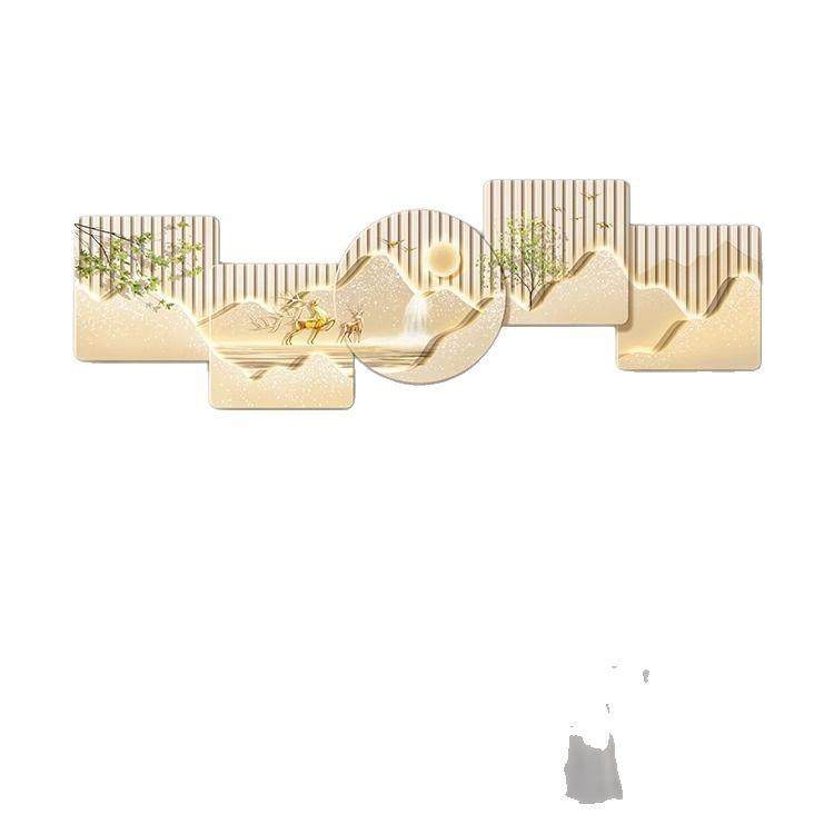 UV精雕LED带灯客厅装饰画背有靠山沙发背景墙挂画高级感大气壁画