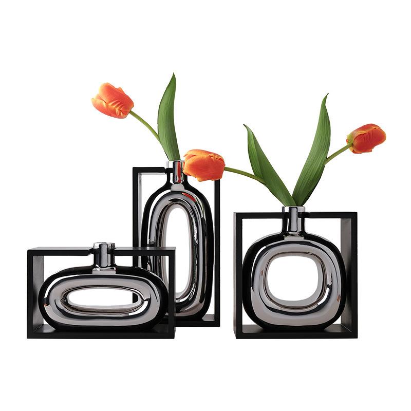 客贝汉美轻奢陶花瓶GSI摆样件厅装饰品高级感板房创意花瓷器