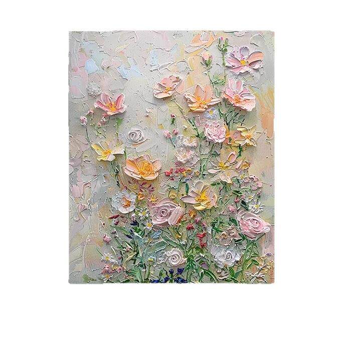 《春日花语》客厅装饰画现代纯手绘油画玄关挂画花卉卧室装饰画壁