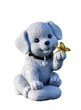 户外花园雕像摆件装饰太阳能树脂雕像庭院景观草坪小狗雕像