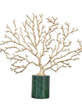 北欧轻奢金属家居装饰工艺品客厅金色珊瑚高级感装饰品摆件厂