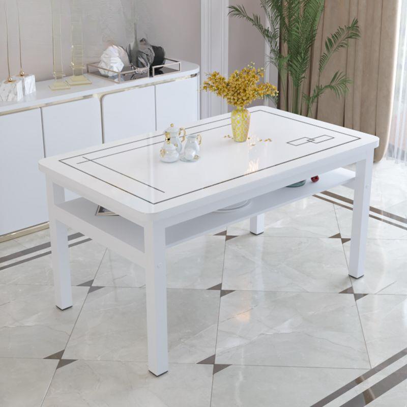 钢化无品牌/玻璃合双层餐桌椅组小户型家用储物吃厅饭桌子客餐长