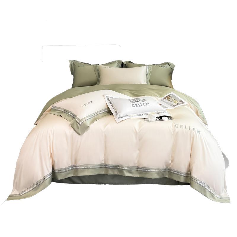 母婴绒级10全单0支长棉轻奢四件套纯棉贡缎618刺绣棉床床笠被套4