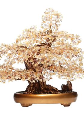 新款精选天然巴西黄水晶招财摇钱树家居装饰品开业乔迁送礼品摆件