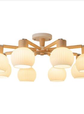 北欧简约客厅玻璃吊灯日式侘寂风中古卧室餐厅灯原木奶油风民宿灯