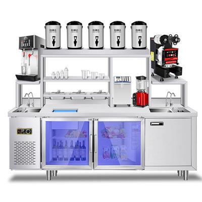 水吧台奶茶操作台商用不锈钢工作台一体柜厂家全套奶茶店设备