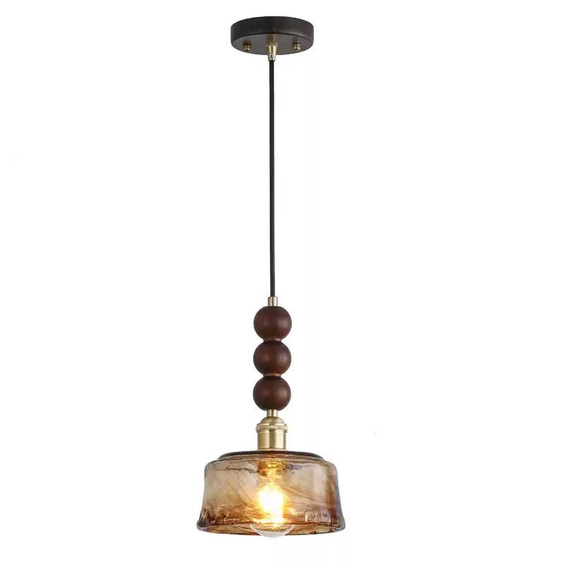 古胡桃木色卧室中小床头吊灯侘寂学彩色黄铜玻507璃餐厅吧台单美