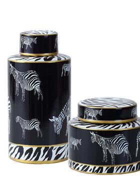 代新关中式创意陶装饰罐家居摆现件样瓷板BWO间玄客厅电视柜软装