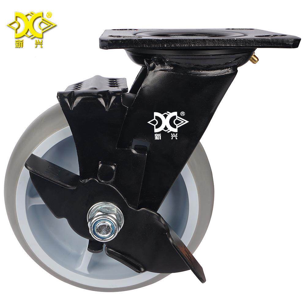 工直供重型6寸PR电泳动轮带刹静音轮子推车厂轮T脚轮轮