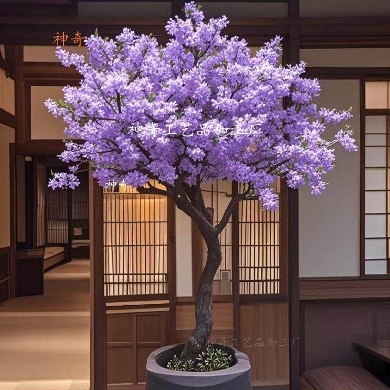 仿真樱花树蓝花楹桃花树许愿树日式室内婚庆装饰商场假树摆件景观