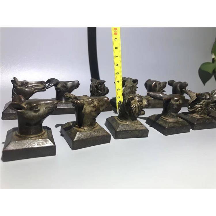 古玩杂项仿古老镀铜器十二生肖印章摆件一套生肖印章成套印章