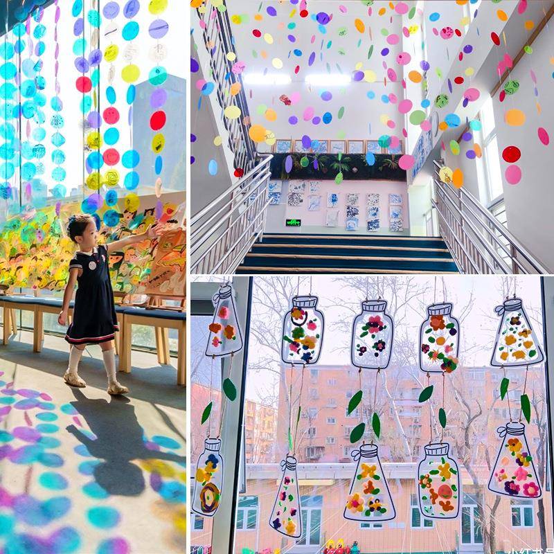 手工彩色玻璃纸透光透明幼儿园画画塑料片涂鸦绘画膜方形吊饰布置